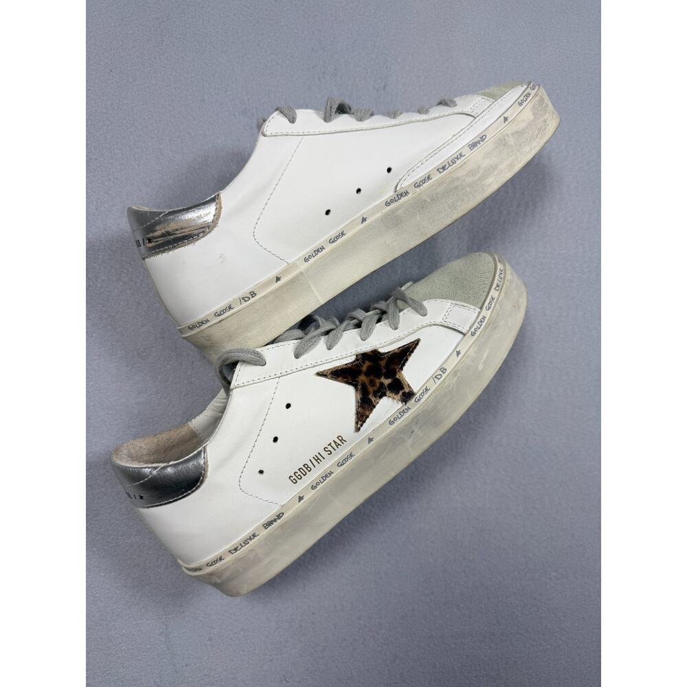 Golden Goose Hi Star Low Top Platform Sneakers White Leopard Star Size 39 EU 9 U - Picture 6 of 13